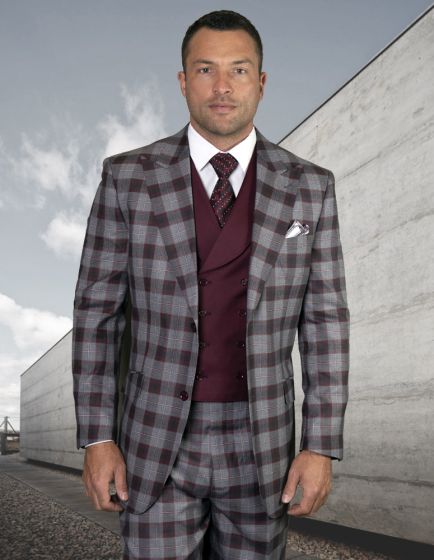 Statement Men's 100% Wool 3 Piece Suit - Overlapping Patterns