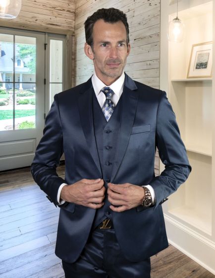 Statement Men's 3 Piece Unique Fashion Suit - Sharkskin
