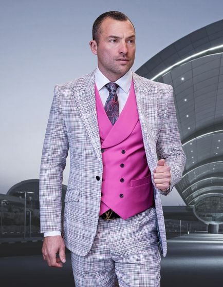 Statement Men's 100% Wool 3 Piece Suit - Electric Stripes