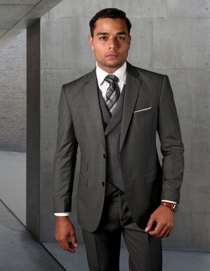 Statement Men's Outlet 3 Piece Unique Fashion Suit - Textured Vest