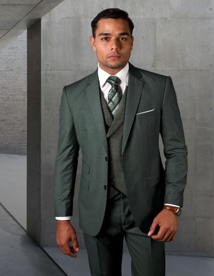 Statement Men's 3 Piece Unique Fashion Suit - Textured Vest