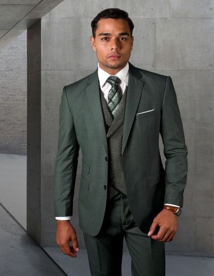 Statement Men's Outlet 3 Piece Unique Fashion Suit - Textured Vest