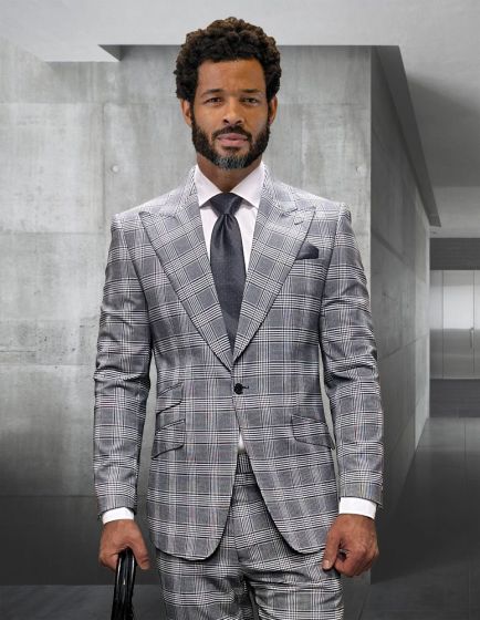 Statement Men's Outlet 2 Piece 100% Wool Fashion Suit - Wide Peak Lapel