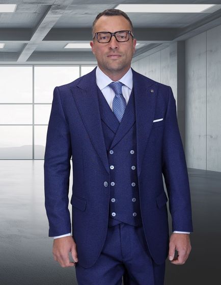 Sapphire Blue Suits for Gents Mens Formal Wear Peak Lapel Suit Jacket