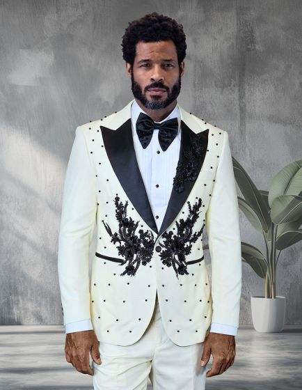 Off White Tuxedo Mens Tuxedo Peak Lapel