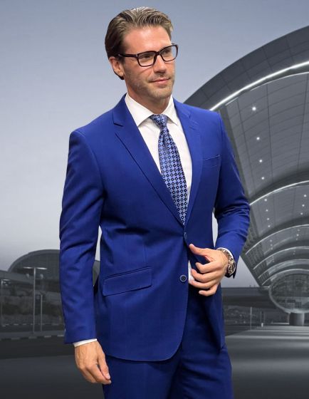 Statement Men's Outlet 100% Wool 2 Piece Suit - Thin Windowpane