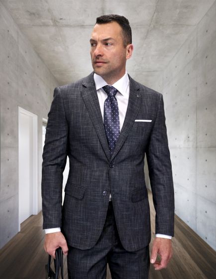 Statement Men's 2-Piece Modern Fit Suit – 100% Wool with Elegant Windowpane main image 1