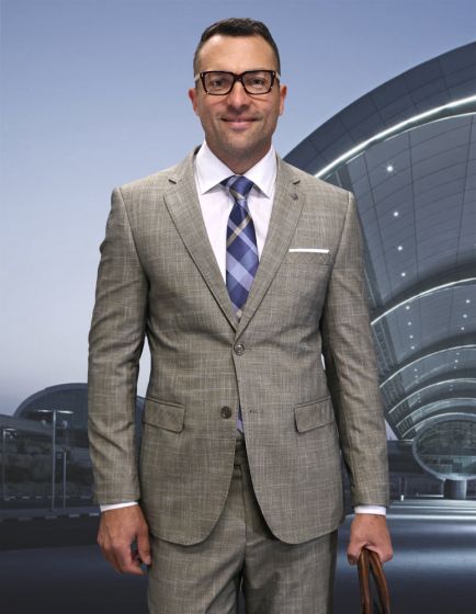 Statement Men's Outlet 100% Wool 2 Piece Suit - Light Plaid
