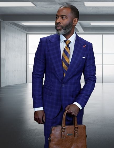 Cobalt Suit Mens 2 Piece Suits Wide Peak Lapel Suit Mens Suits