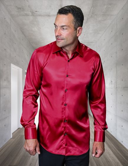 Burgundy Mens Dress Shirts Up Button Shirt
