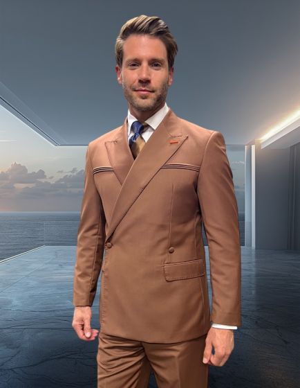 Statement Men's 2 Piece Modern Fit Double Breasted Suit - Sleek Finish