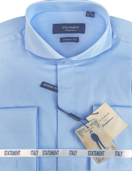 Statement Men's Outlet Long Sleeve 100% Cotton Shirt - Spread Collar