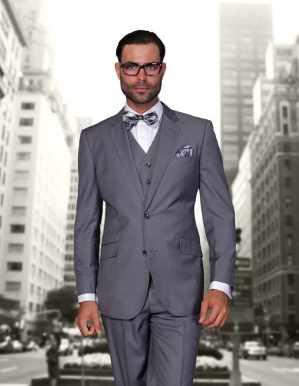 Statement Men's Outlet 100% Wool 3 Piece Suit - Extra Long Sizes