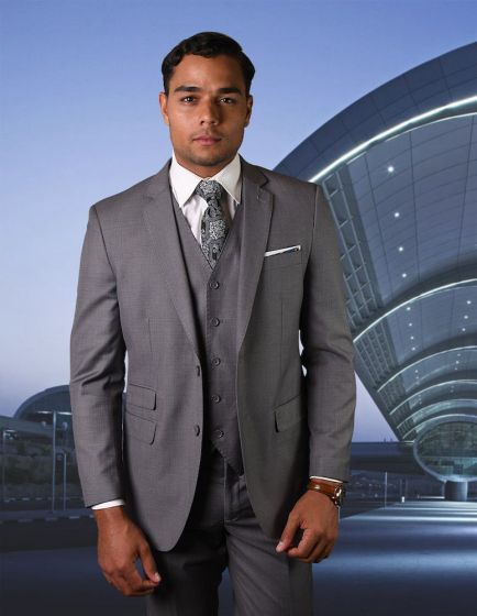 Statement Men's Outlet 3 Piece 100% Wool Suit - Tailored Fit