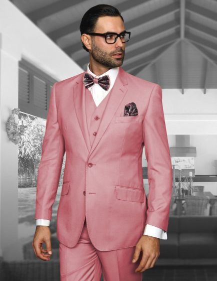Statement Men's 100% Wool 3 Piece Suit - Solid Colors