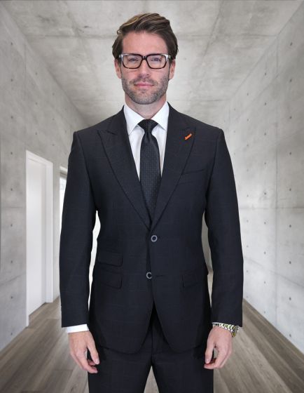Statement Men's Outlet 2 Piece 100% Wool Modern Fit Suit - Subtle Windowpane