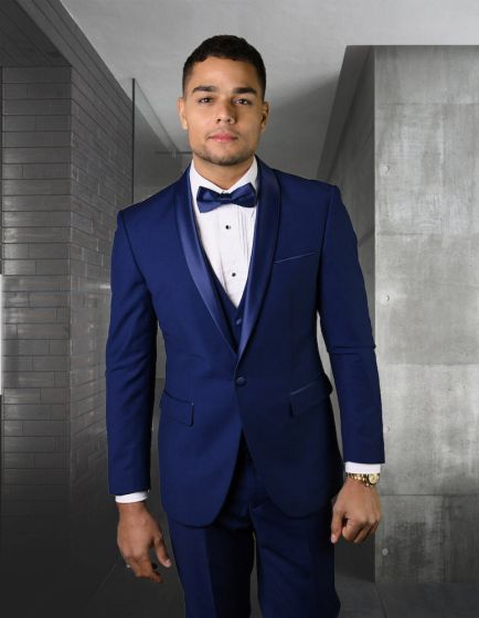 Statement Men's 3 Piece 100% Wool Tuxedo - Shawl Lapel