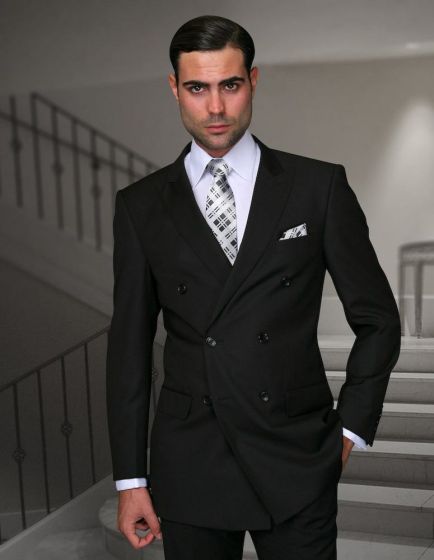 Statement Men's 2 Piece Modern Fit 100% Wool Fashion Suit - Double Breasted