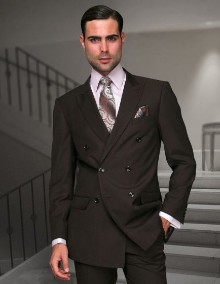 Statement Men's 2 Piece 100% Wool Fashion Suit - Solid Color