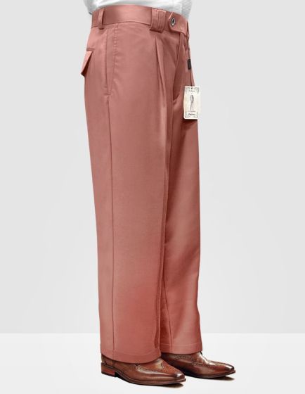 Mens Pant - Wide Leg Plaid Slacks - Mauve - 100% Percent Wool Fabric main image 0