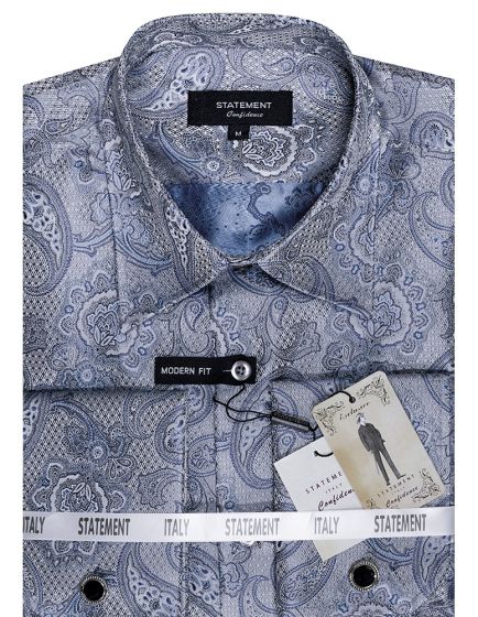 Statement Men's Long Sleeve Woven Shirt - Paisley Pattern