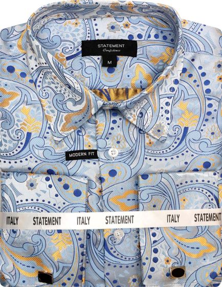 Men's Ivory Paisley Dress Shirt by Statement Suits main image 0