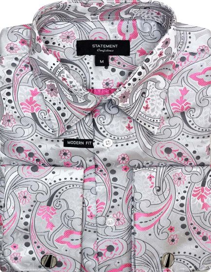 Statement Men's Long Sleeve Woven Shirt - Varied Paisley Designs