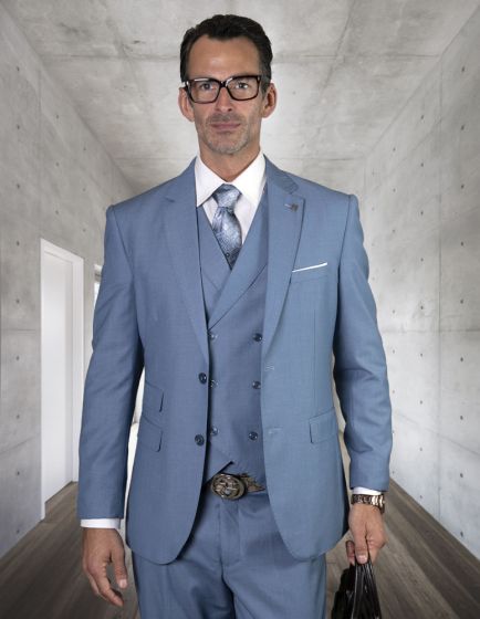 Statement Men's 100% Wool 3 Piece Suit - Bold Solid Colors
