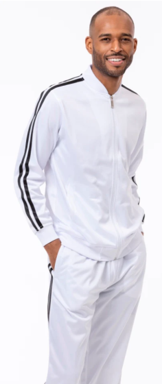 Montique Men's 2 Piece Sport Track Suit - Double Side Stripe