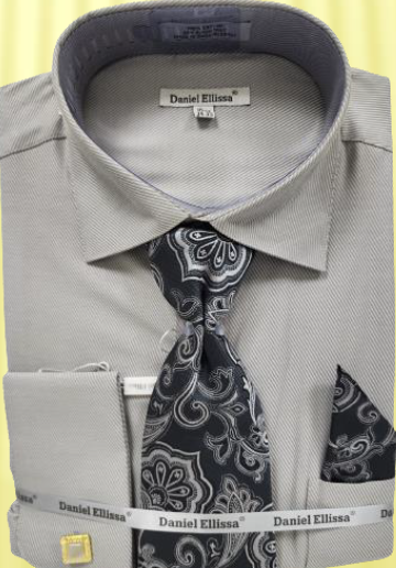 Daniel Ellissa Men's Outlet French Cuff Shirt Set - Twill Fabric