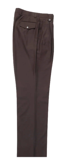 Tiglio Rosso Men's 100% Wool Pants - Wide Leg - Brown
