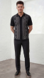 Black Walking Suit Men's Matching Sets Button Down Shirt