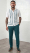 Teal Walking Suit Knit Button Down Shirt Flat Front Pants