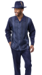 Navy Blue Leisure Suit Clothing Mens Walking Suits