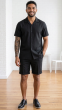 Black Mens Shorts Set 2 Piece Matching Set for Men