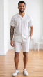 White Mens Shorts Set 2 Piece Matching Set for Men