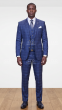 Indigo Blue Plaid Suit Notch Lapel