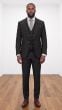 Black Mens Suits Brass Buttons 3 Piece Suit for Men with Peak Lapel