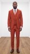Brick Mens Suits Brass Buttons 3 Piece Suit for Men with Peak Lapel
