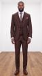 Brown Mens Suits Brass Buttons 3 Piece Suit for Men with Peak Lapel