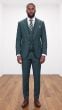 Hunter Green Mens Suits Brass Buttons 3 Piece Suit for Men with Peak Lapel