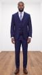 Navy Mens Suits Brass Buttons 3 Piece Suit for Men with Peak Lapel