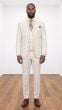 Off White Mens Suits Brass Buttons 3 Piece Suit for Men with Peak Lapel