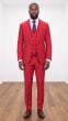 Raspberry Mens Suits Brass Buttons 3 Piece Suit for Men with Peak Lapel