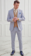 Steel Blue Suit Suit Jacket with Peak Lapel Windowpane Plaid
