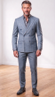 Grey Suit Double Breasted Suits for Men with Peak Lapel
