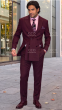 Burgundy Double Breasted Suit Men's Wool Suits