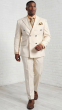 Tan Suit Double Breasted Suit Peak Lapel