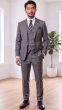 Charcoal Suit Men's Wool Suits Plaid Suit