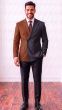 Black/Brown Double Breasted Suit for Men with Peak Lapel